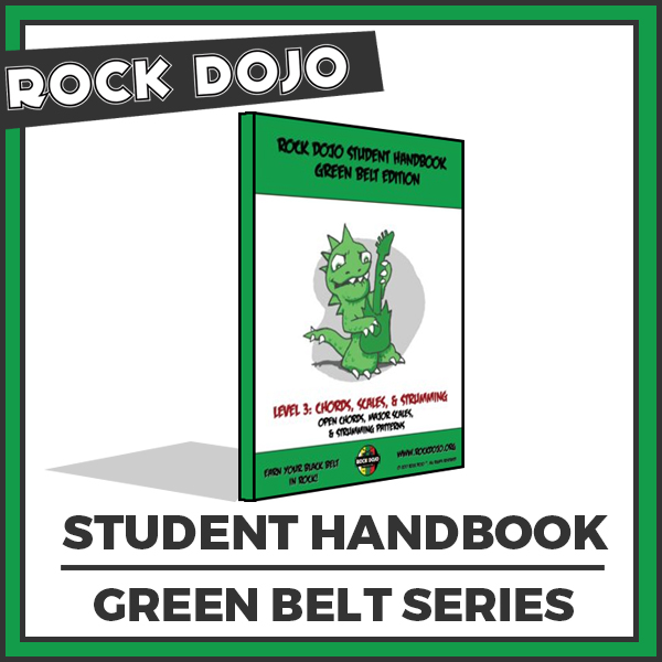 Rock Dojo Guitar Lesson for Kids Student handbook green Belt