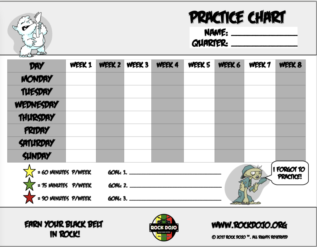 guitar practice charts for kids