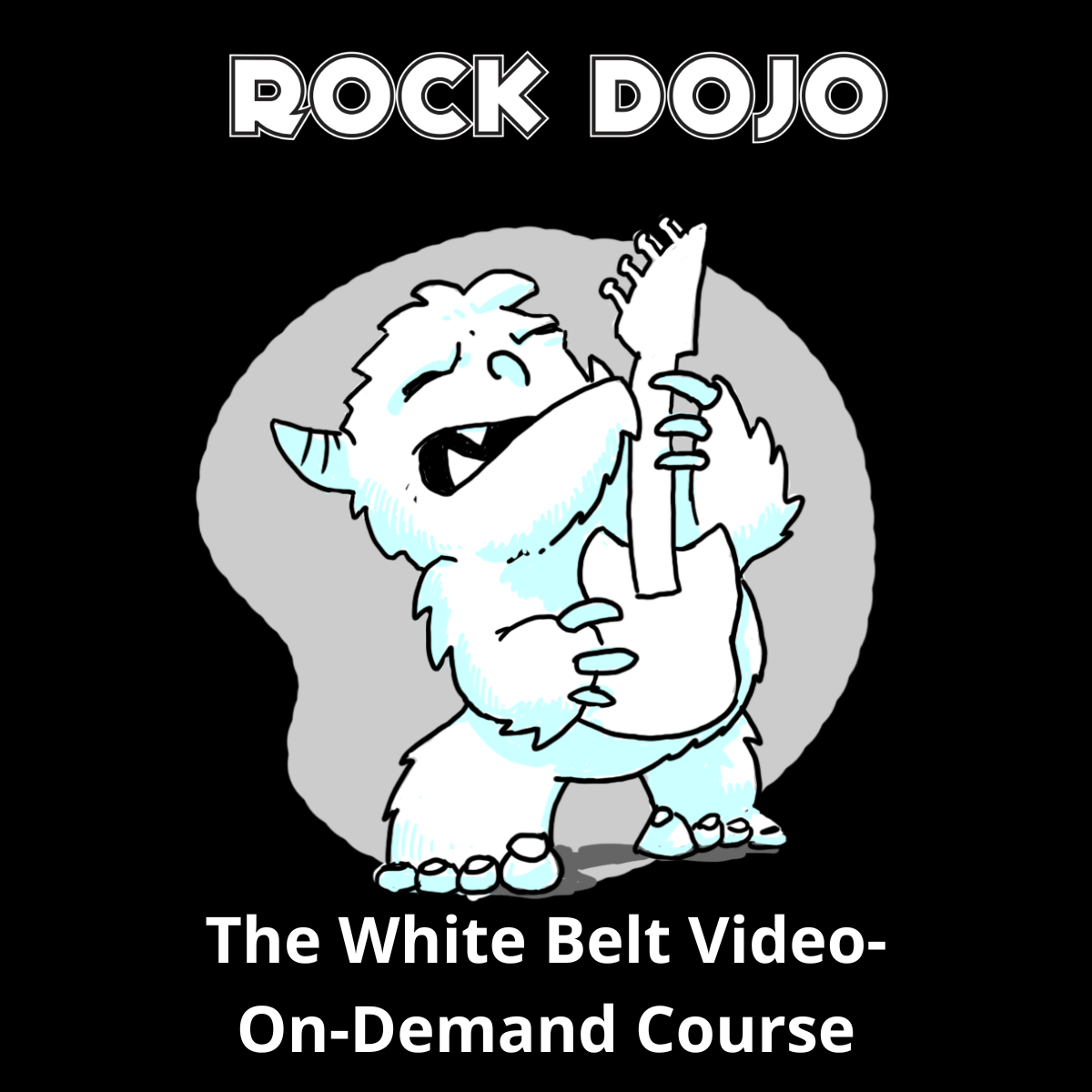 White Belt Video-On-Demand Course cover featuring a cartoon yetti playing an electric guitar