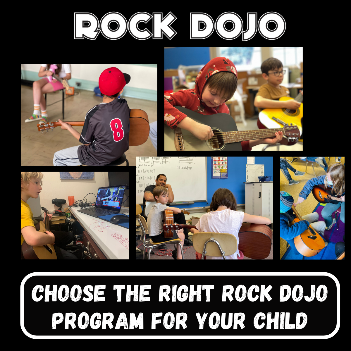 This image helps the parents choose the right Rock Dojo program for their child.