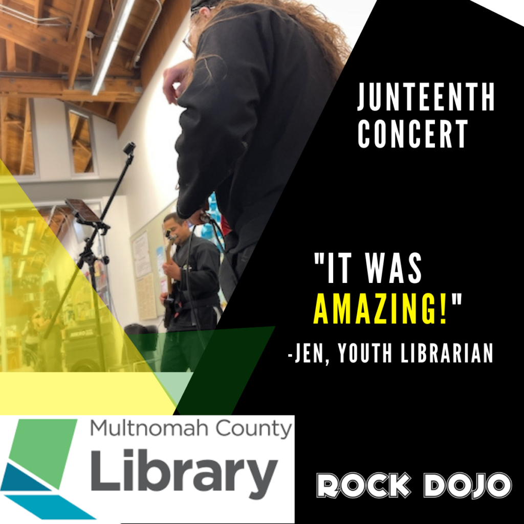 Brian and Andrew performing at the Juneteenth Kids Rock Concert in Portland, OR